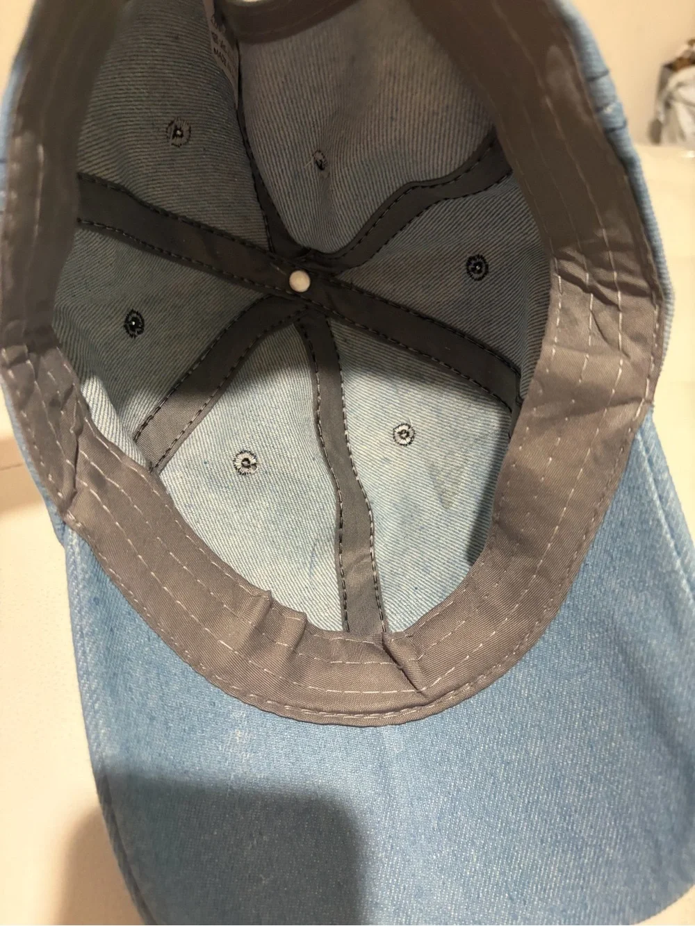 Studded Star Denim Baseball Cap - Light Blue